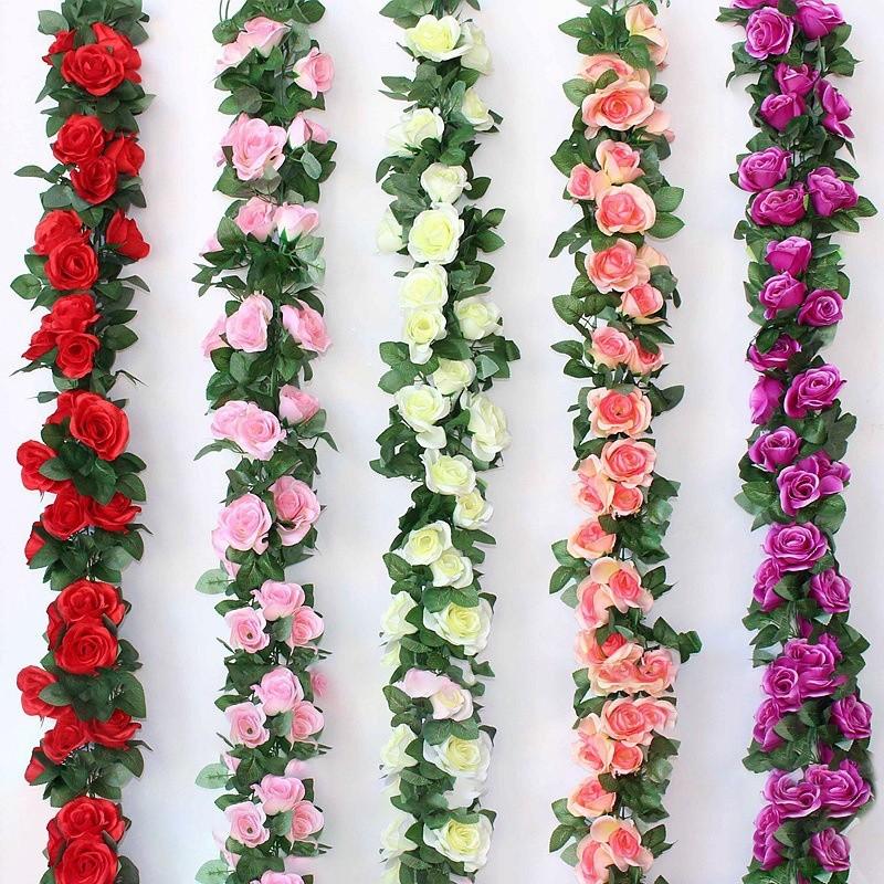  2.3M Hoa Giả Hoa Hồng Lụa Cao Cấp Cành Decor Phòng Ngủ Trang Trí Nhà Cửa 