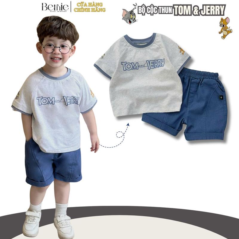 Bộ quần áo cộc tay cho bé trai họa tiết Tom & Jerry mặc đi chơi đi học 1 đến 7 tuổi Bernie H1124B05