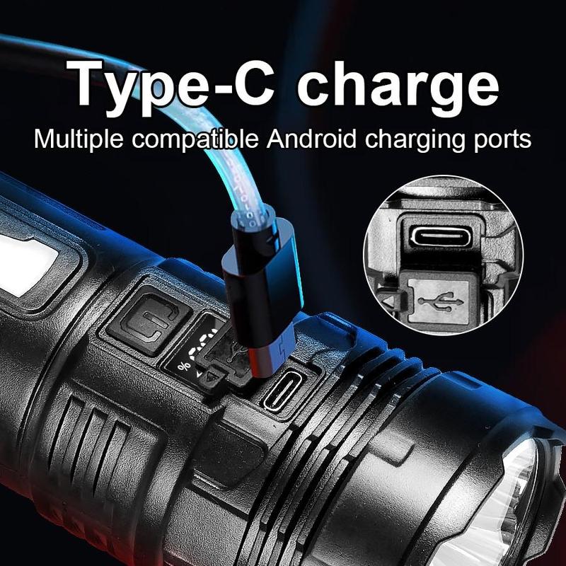 LED Multi-functional Strong Flashlight, Rechargeable Ultra-bright Portable Design Outdoor Zoom Long-range Spotlight, Emergency Camping Light 4