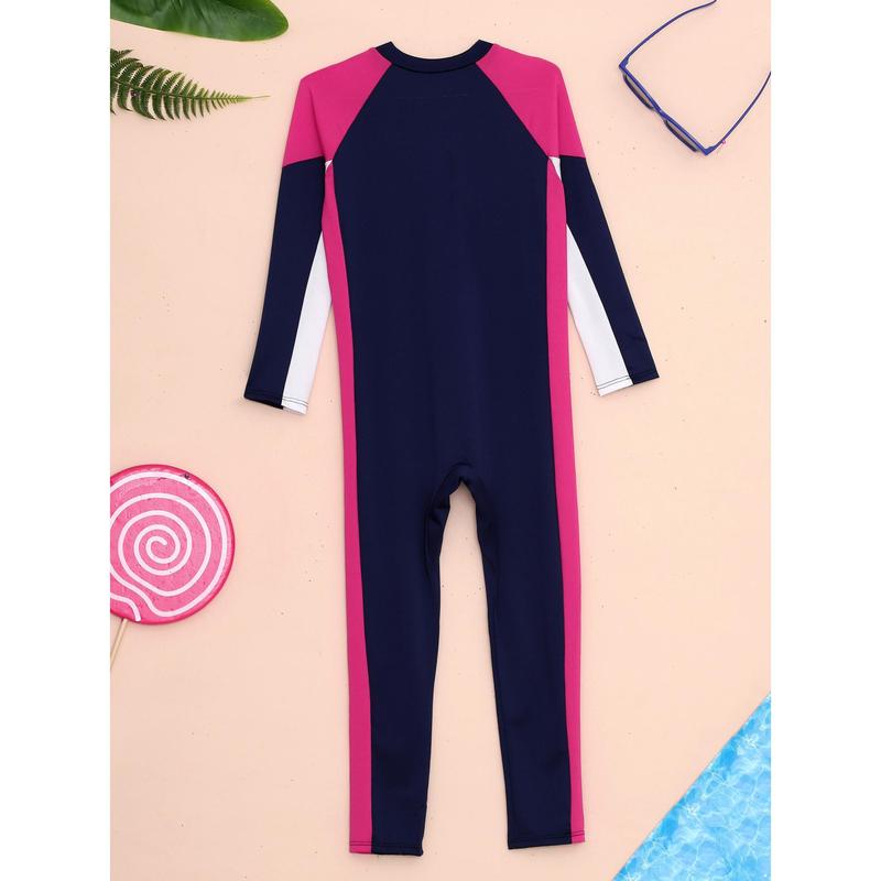 Hansber Girls Rash Guard Swimsuit UPF 50+ Full Cover Wetsuit Sun Protection Long Sleeve One Piece Swimwear 5