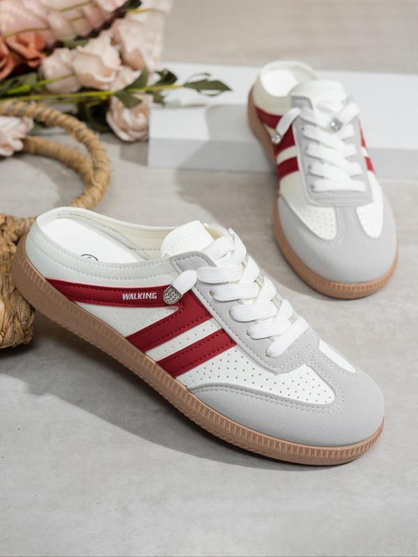 Women's Fashionable Lace Up Sneakers, Casual Breathable Comfortable Sports Slide, Female All-match Round Toe Shoes for Daily Wear, Closed 6