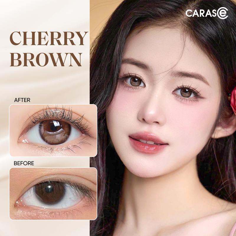 Kính áp tròng khoá ẩm 10H 3 Tháng CARASE, Lens cận màu nâu CHERRY BROWN (1 chiếc) Nữ Women