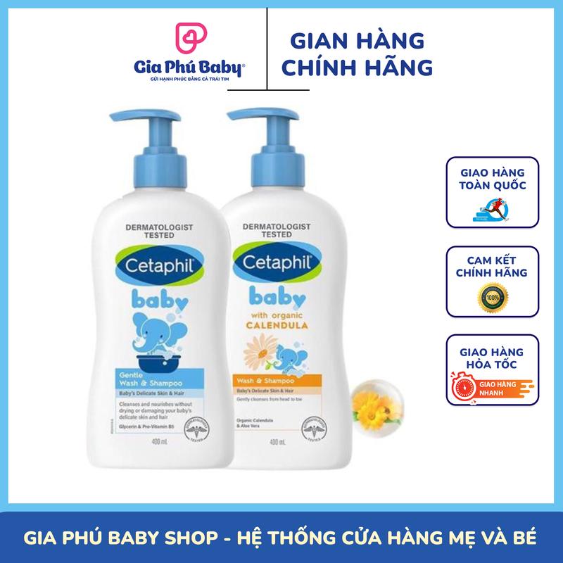 Sữa tắm gội cetaphil (400ml ) cho bé - Gentle Wash and Shampoo - organic Calendula