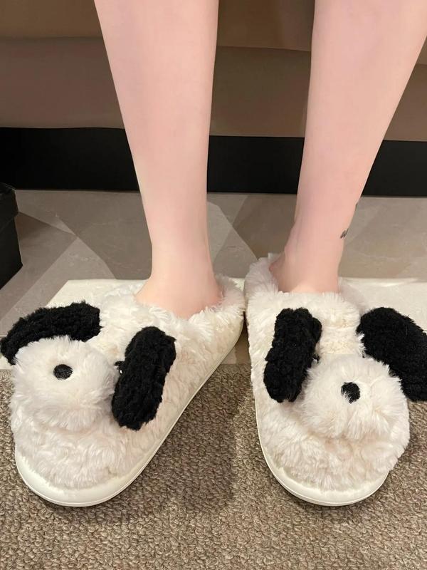 Cute Dog Design Plush Slippers, Casual Soft Comfortable Home Slippers for Fall & Winter, Flat Heel Soft Bottom Slippers for Indoor & Outdoor 6