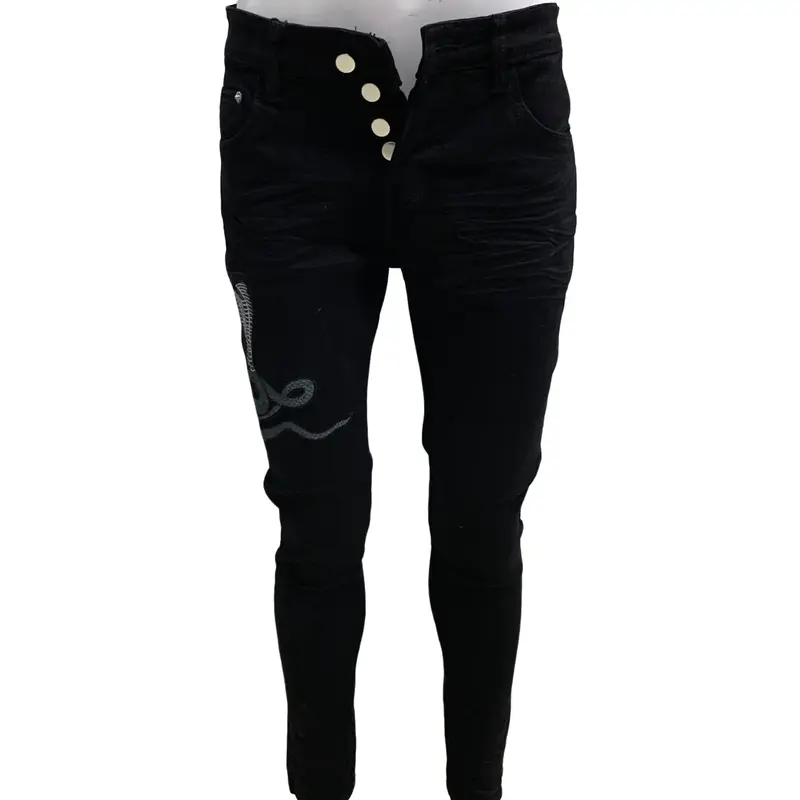 Quần thêu tam thái tử không rách phom aimi bó sát có co giãn Menswear Pants Menswear  Ôm gọn  Jean 0