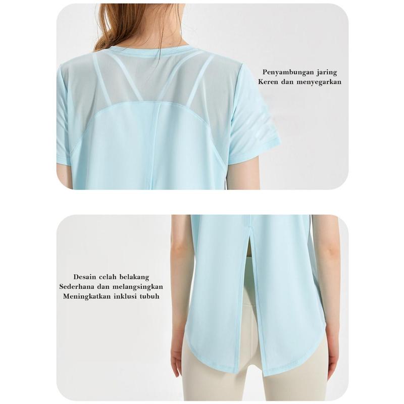 AKLOVER Kaos Olahraga Baju lengan Pendek Wanita Sport Gym Yoga T-shirt Oversize 2