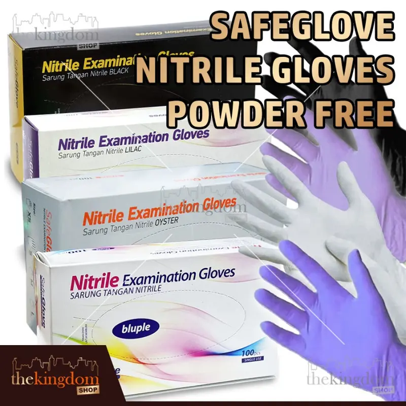 SafeGlove Nitrile Gloves PF Powder Free Black Lilac Oyster 100 Sarung Tangan 0