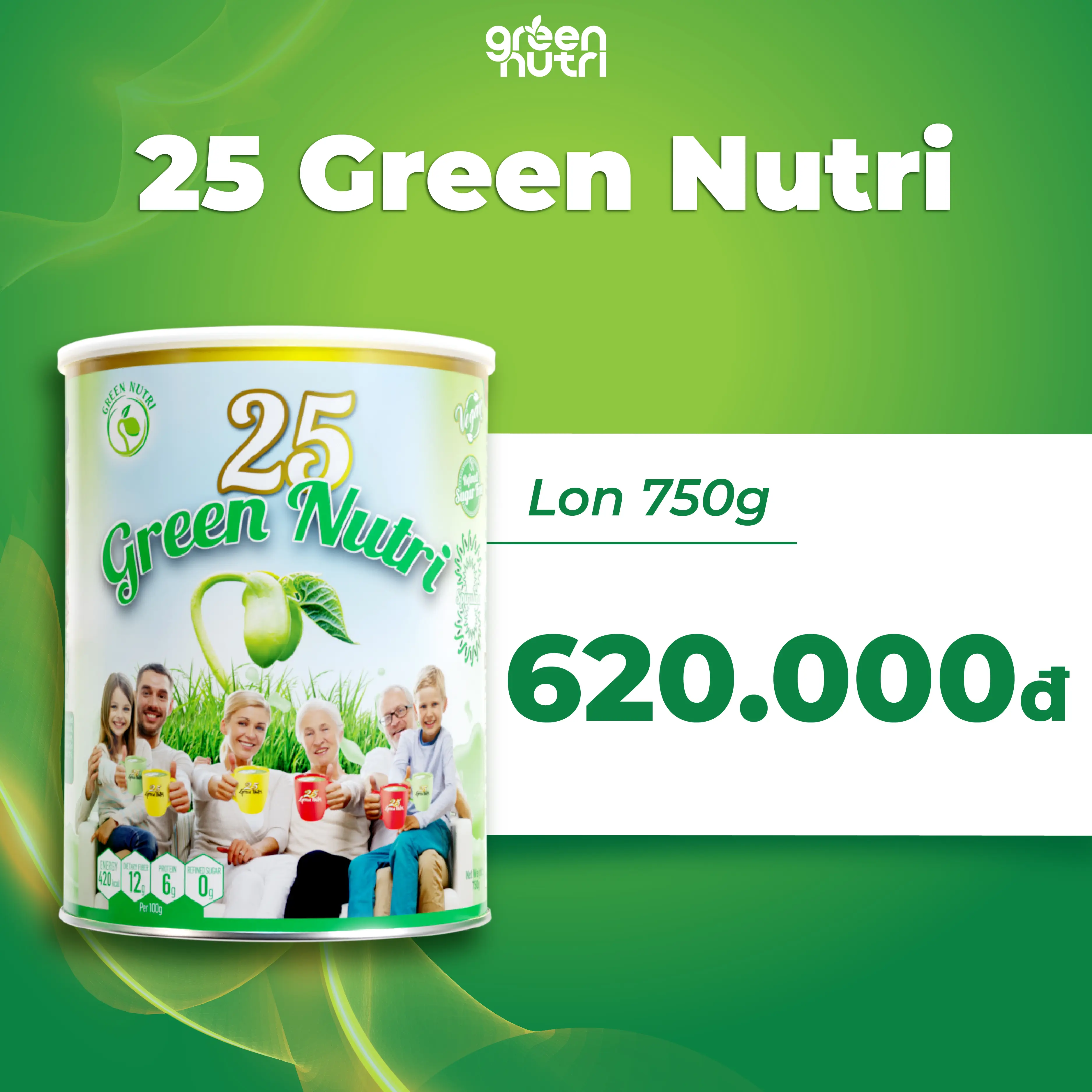 25 Green Nutri - Sữa Hạt Ngũ Cốc Dạng Lon 750g