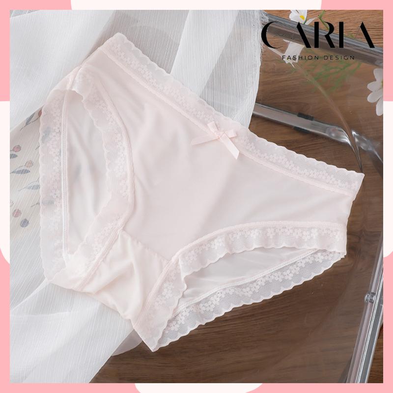 Set 5 Quần Lót Nữ Su Lụa Tàng Hình Viền Ren Đính Nơ, Phong Cách Hàn Quốc QL9119 Women Tua Rua Tua Rua 9