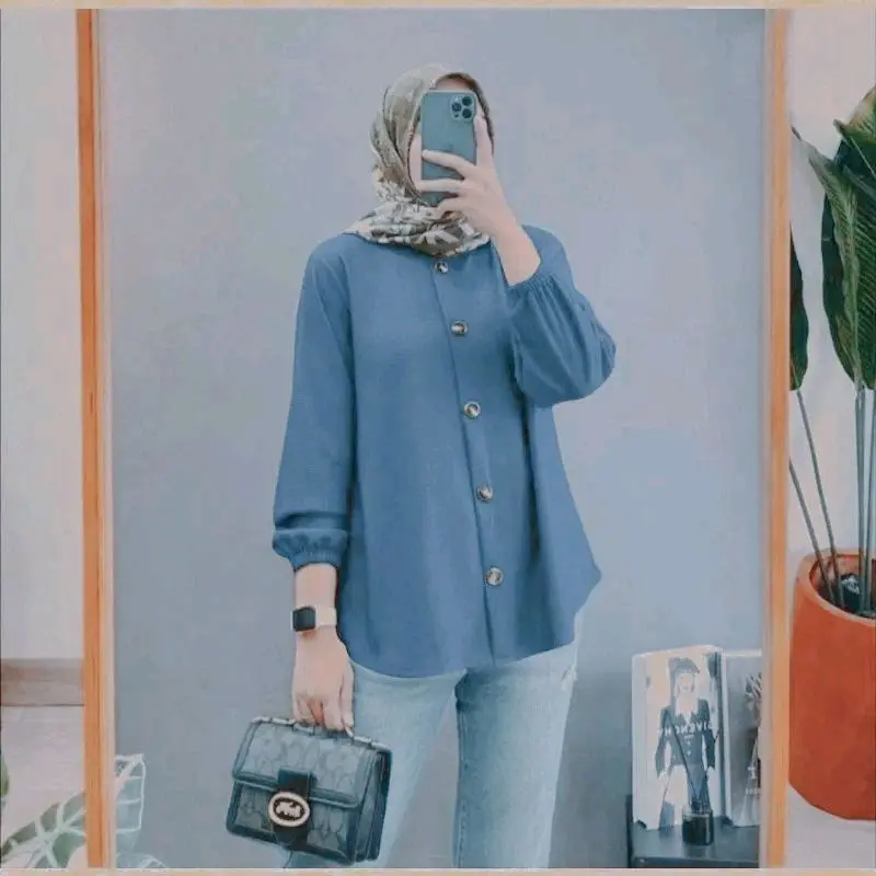 Tunik Crinkle Wanita Big Size Atasan Kemeja Terbaru Kekinian 4