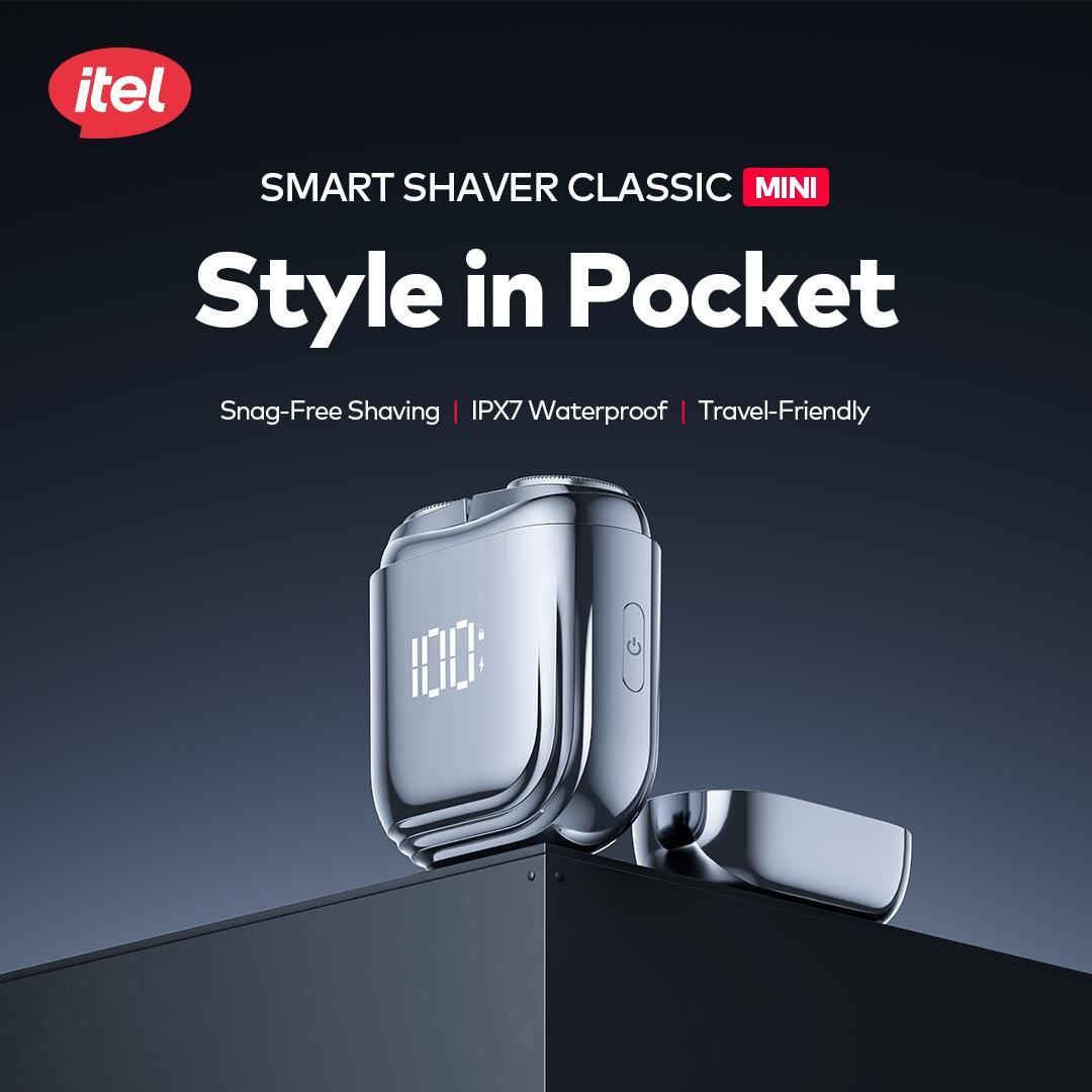 itel Classic Mini Shaver | Cukur Elektrik Mini Portable dengan Layar LED Pintar | Pisau Stainless Steel & Penutup Higienis | Desain Logam Premium | Tahan Air IPX7 | Cukuran Halus & Nyaman