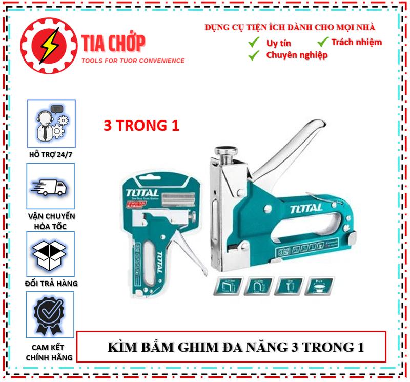 Kềm bấm ghim 3 trong 1 ingco THT31143, điều chỉnh lực, kèm 600 ghim thẳng/U/đinh, 1.2mm, chiều dài 4-14mm/10-12mm