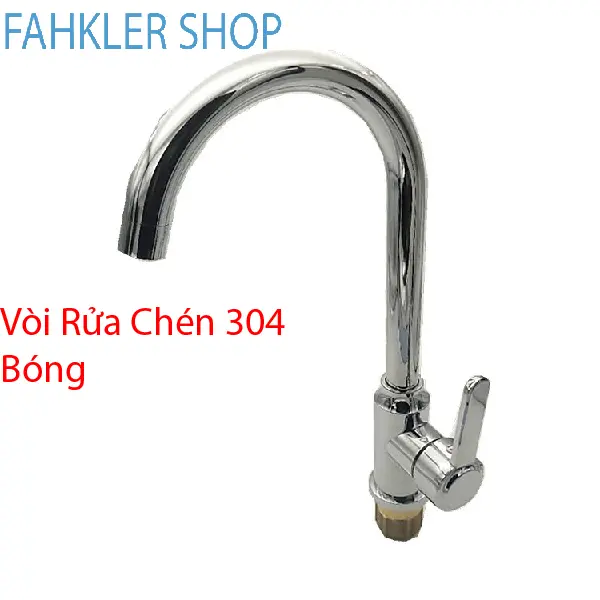 Vòi Rửa Chén Nóng Lạnh 2 Đường Nước sus 304 Bóng