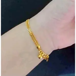PERHIASAN WANITA GELANG TANGAN TITANIUM TERBARU MOTIF TIKAR LAPIS EMAS 24K ANTI LUNTUR