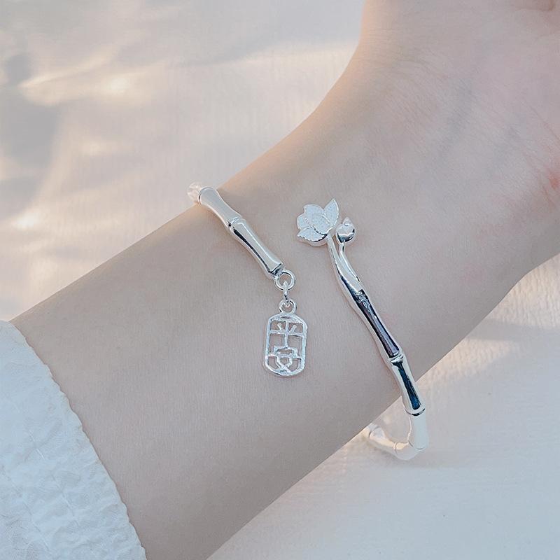 Product Introduction of Tay Vịn Tắm Bằng Tre,  Sterling 925, Kích Thước Miễn Phí, Với Quyến Rũ "Nhu Y", Hòa Bình Sang Trọng 3