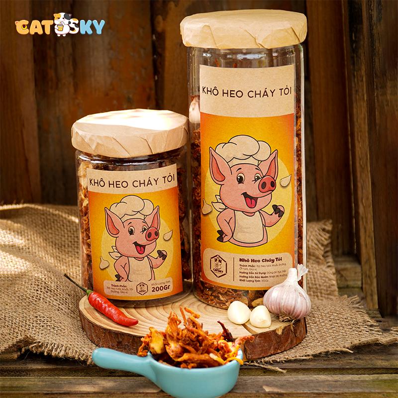  KHÔ HEO CHÁY TỎI - CATSKY -  THƠM NGỌT - VỊ ĐẬM ĐÀ  ĐỒ ĂN VẶT SNACKS  Food Thức Ăn 