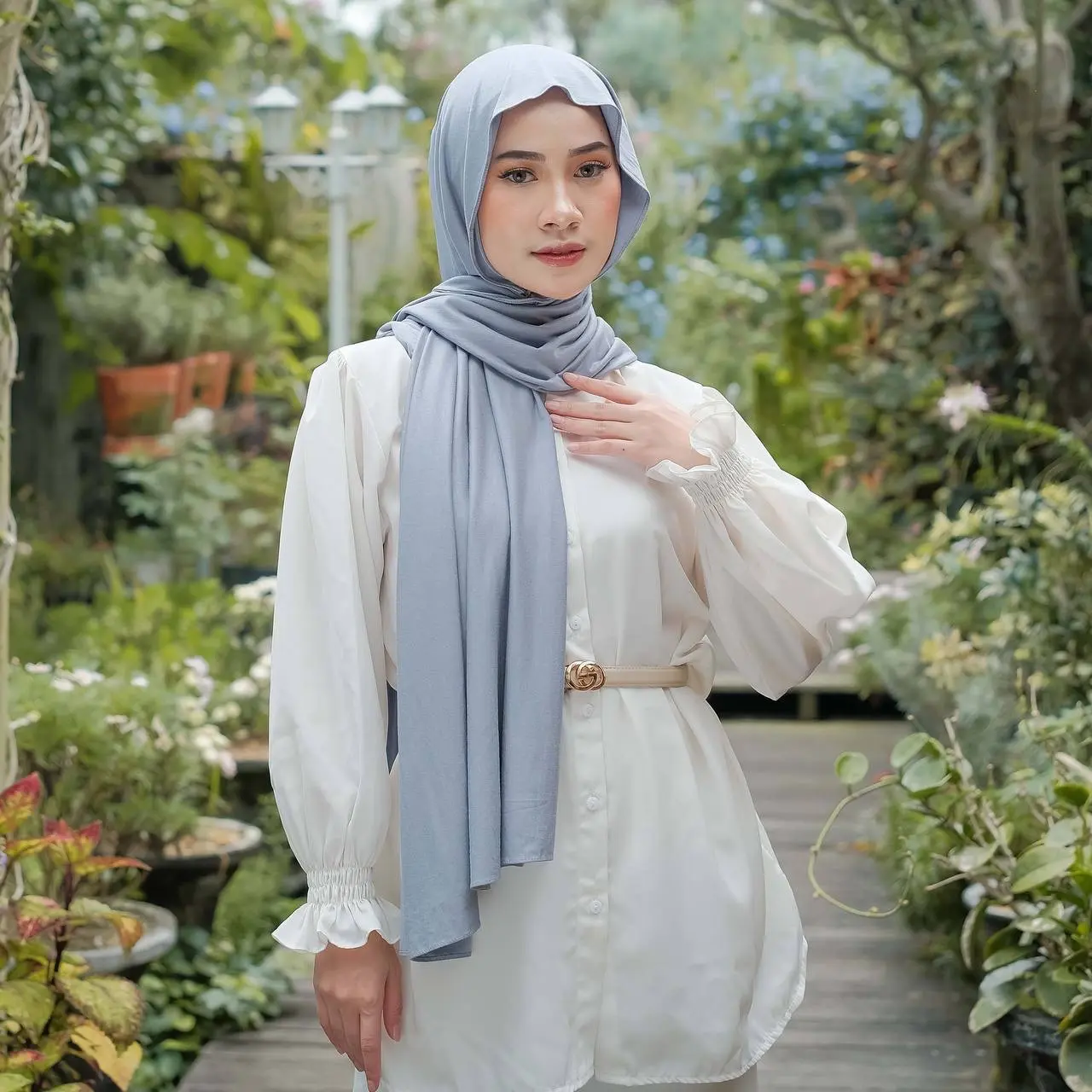 Pashmina Kaos Jersey oval Plus Inner