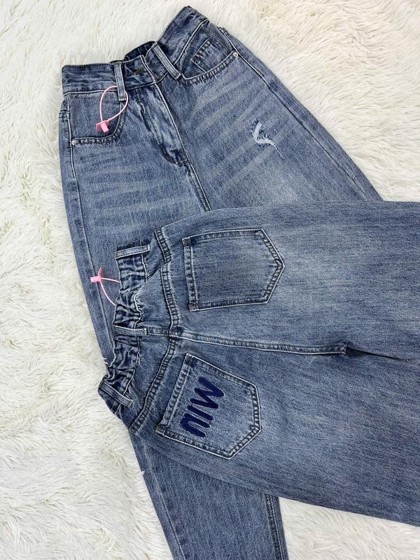 Quần jean nữ M 062, màu xanh nhạt, lưng thun, chất vải cotton QC cao cấp, rách gối - Pants 3