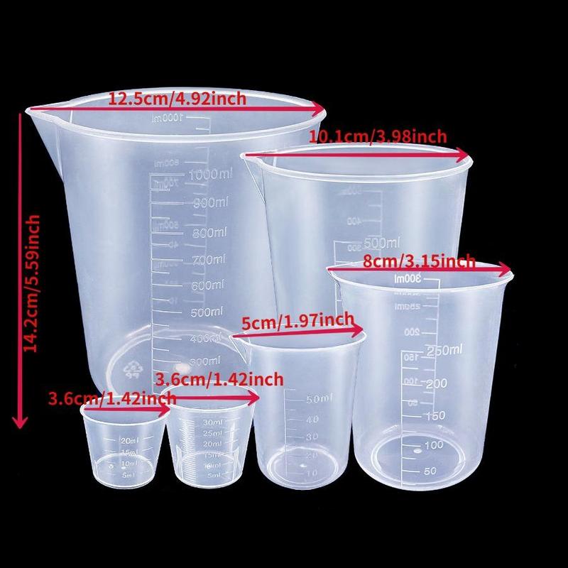 Product Introduction of Clear Measuring Cup Set, 6 Counts/set Multipurpose Plastic Measuring Cup, Liquid Measure Jug Cup Container for Home Kitchen Baking 1
