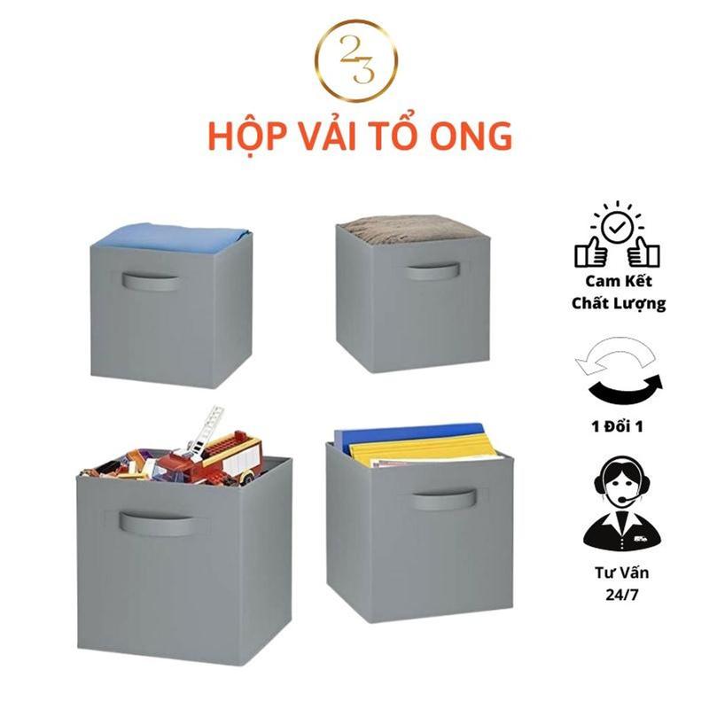  Hộp Vải - Hộp đựnġ Đồ kícḣ Thước Chuẩn Với Kệ Sách Hình Tổ Ong 