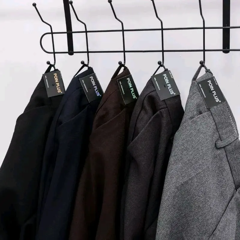 celana poin plus//pormal pria terbaru//fashion cocok buat kerja+acara dll,bahan woal premium slimfit/produk lokal terkeren Polos Santai Slimfit