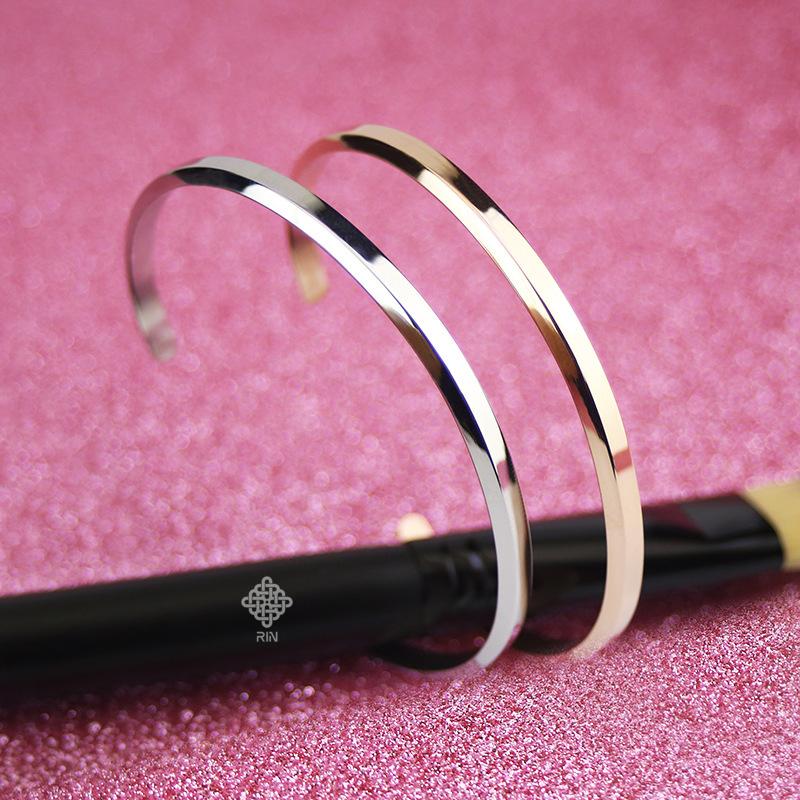Vòng titan không gỉ, Lắc tay cuff titan unisex đủ size cho nam và nữ hoặc cặp đôi, trangsucmoiluatuoi.RIN