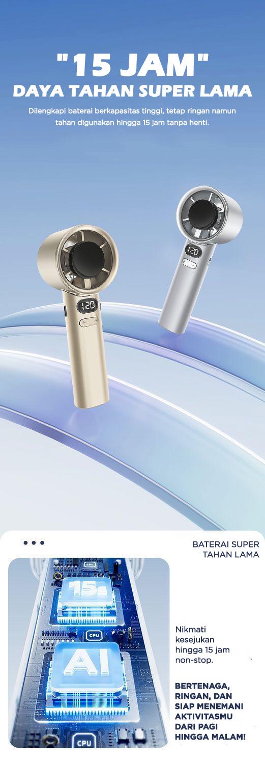 Sonix Mini Fan SF04 Kipas Angin Portable Genggam Strong Cooling Turbo Fan High Speed 120 Gear Wind Digital Display Adjustable Wind 3000mAh | Kekinian