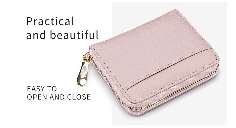 Product Introduction of New Genuine Leather Multi-Functional Short Wallet Women's Niche Coin Pocket Card Holder 15