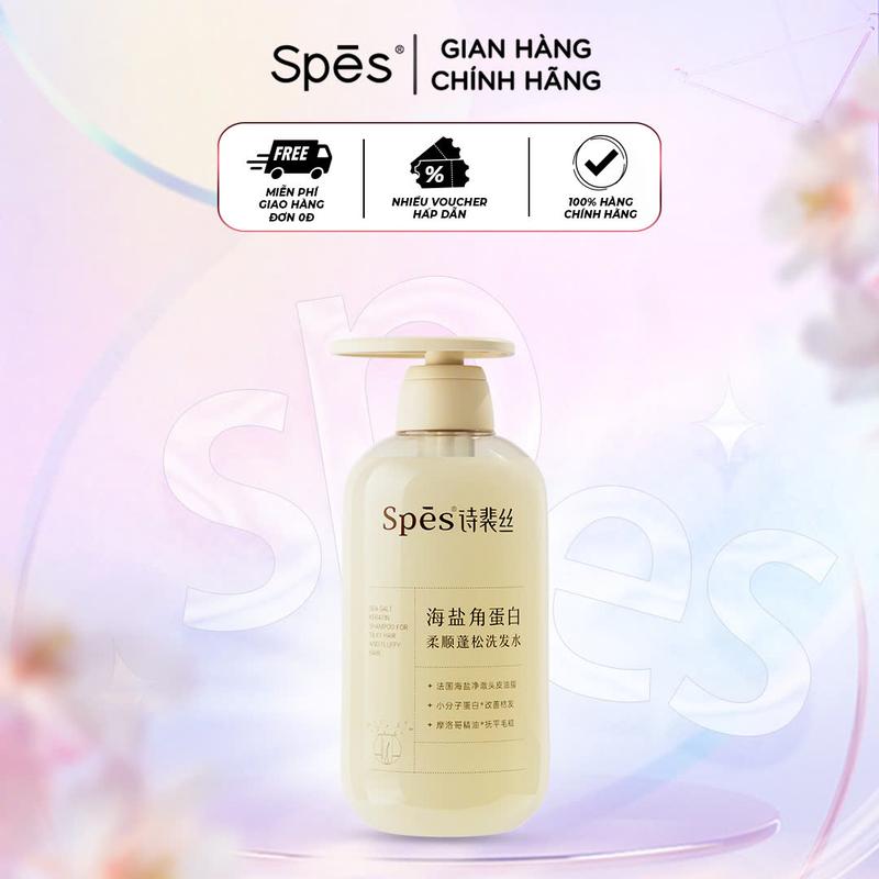 Dầu gội SPES Muối biển chứa tinh chất Keratin kiềm dầu và cho mái tóc suôn mượt 600ml
