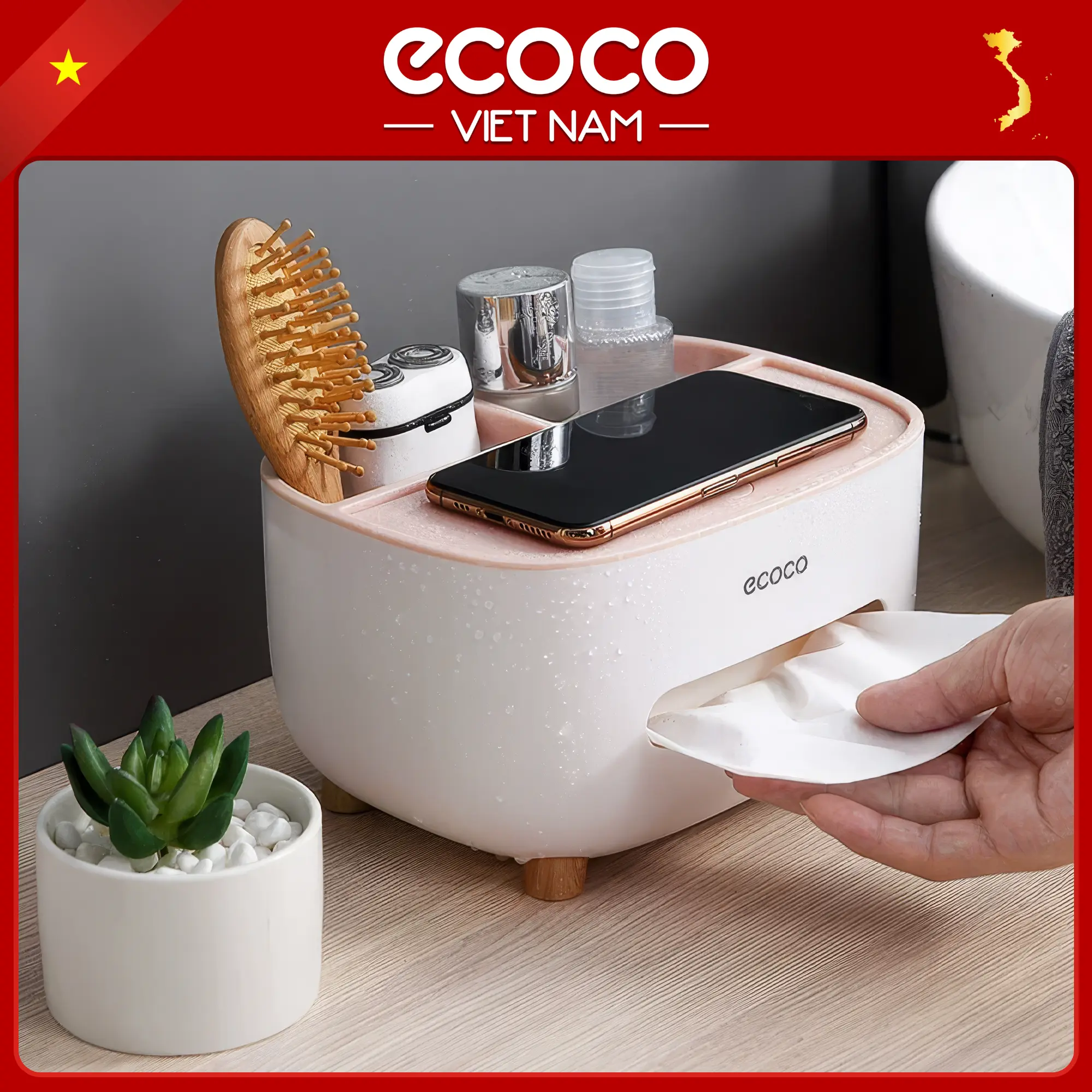 Hộp Đựng Giấy Ăn Và Để Đồ Đa Năng Ecoco Thông Minh Tiện Lợi (E2009)