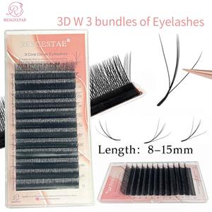 ขนตาปลอม Resgestae 3 แกน W 5D 0.07 m ขนตาปลอมธรรมชาติ 3 คอร์ เครื่องสำอาง