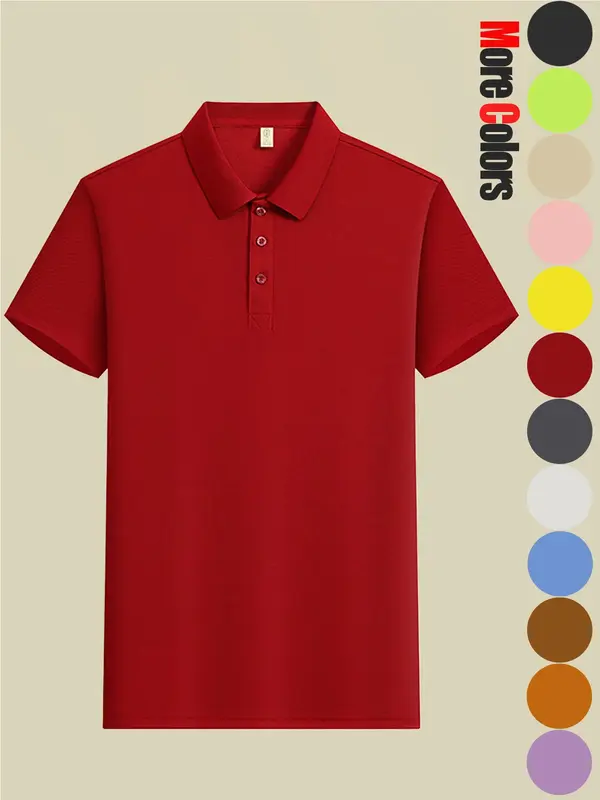 Men's Solid Color Short Sleeve Polo Shirt, Casual Breathable Quick Drying Collared T-Shirt for Summer, Fashion Men's Top for Daily Wear, Tropical 4