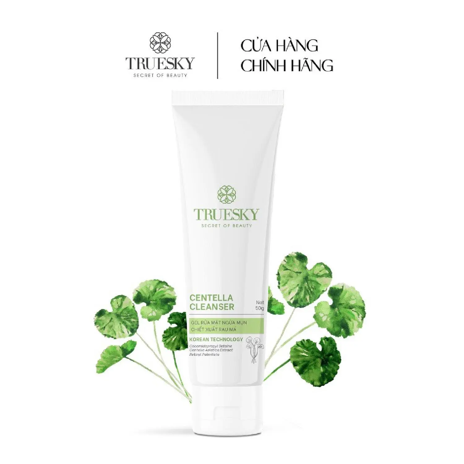 [CHÍNH HÃNH] - Gel sữa rửa mặt cho da mụn Truesky Centella Cleanser chiết xuất rau má (50g) - Skincare Nữ