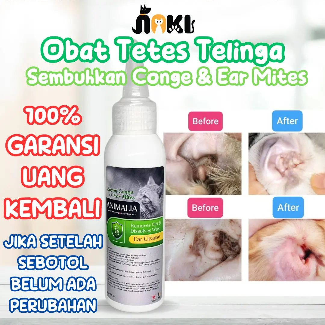 OBAT KUCING PEMBERSIH TELINGA 100 ML MENCEGAH BAKTERI JAMUR KUTU LUKA TELINGA