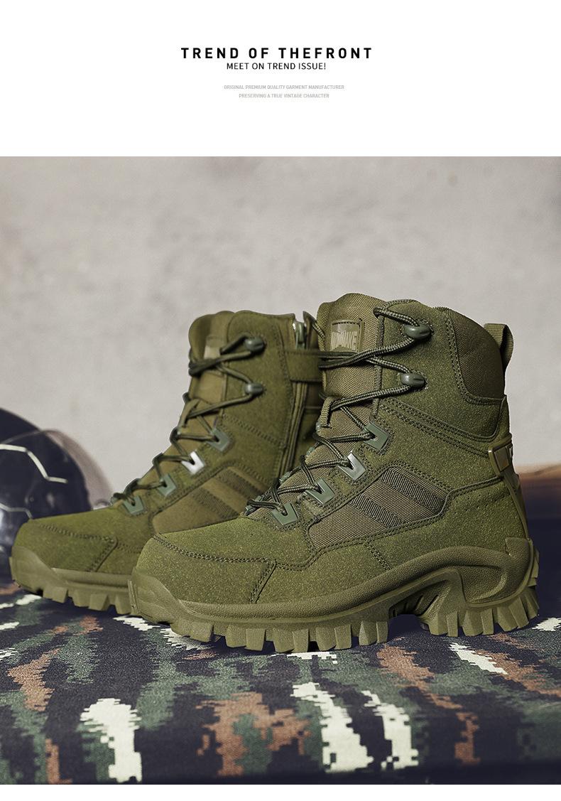 Product Introduction of In stock professional military boots combat boots combat boots outdoor climbing boots plus size combat boots men's high-top outdoor combat boots men's new field boots men's non-aviation slip boots 25
