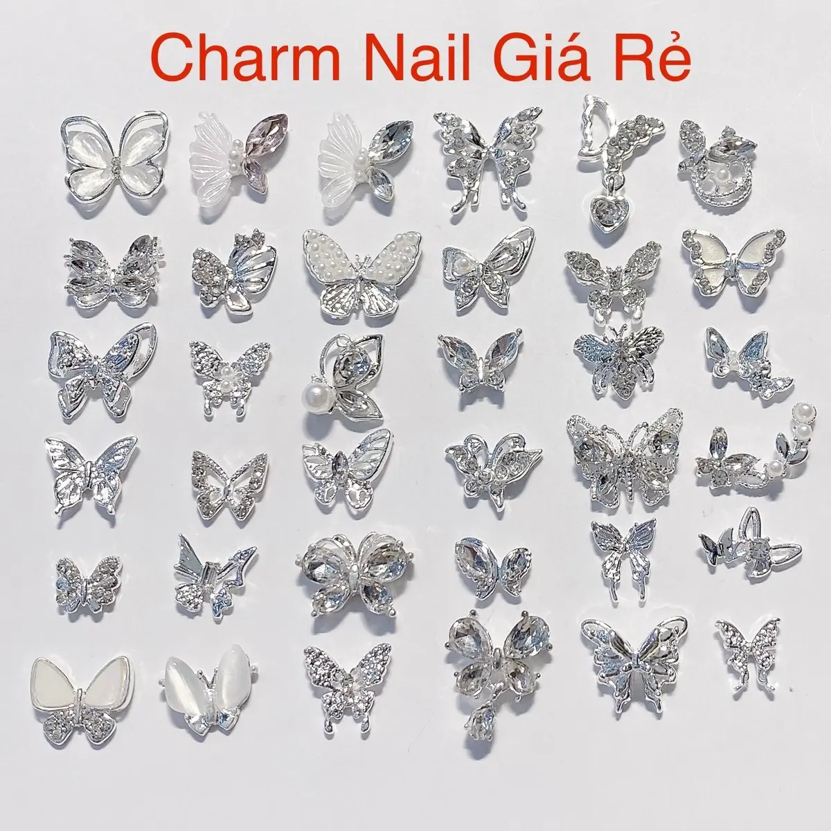 [Giá 1 viên] Tổng hợp các mẫu charm bướm, charm nail trang trí móng tay, mẫu mới sáng đẹp