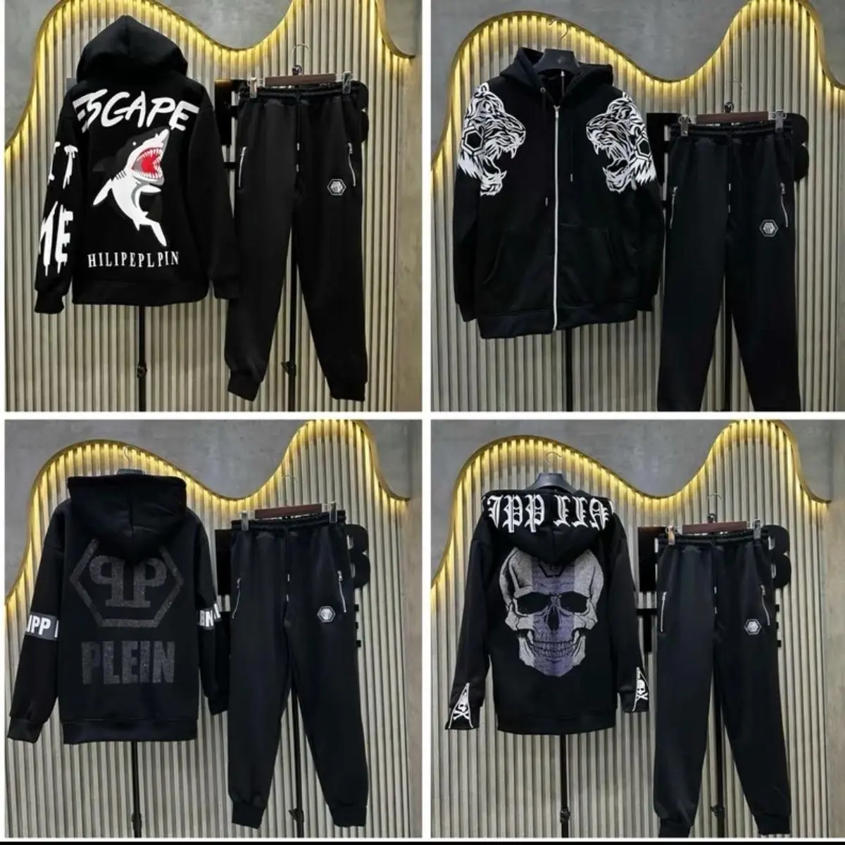 Bộ quần áo nỉ qp áo hodi mix quần dài philip boy phố chất nỉ bông dày dặn - Men's Clothing - Menswear
