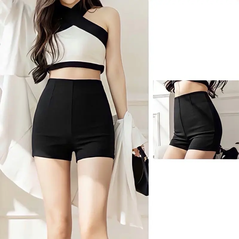 Quần short nữ dance lưng cao khoá sau, quần shorts idol kpop_M668