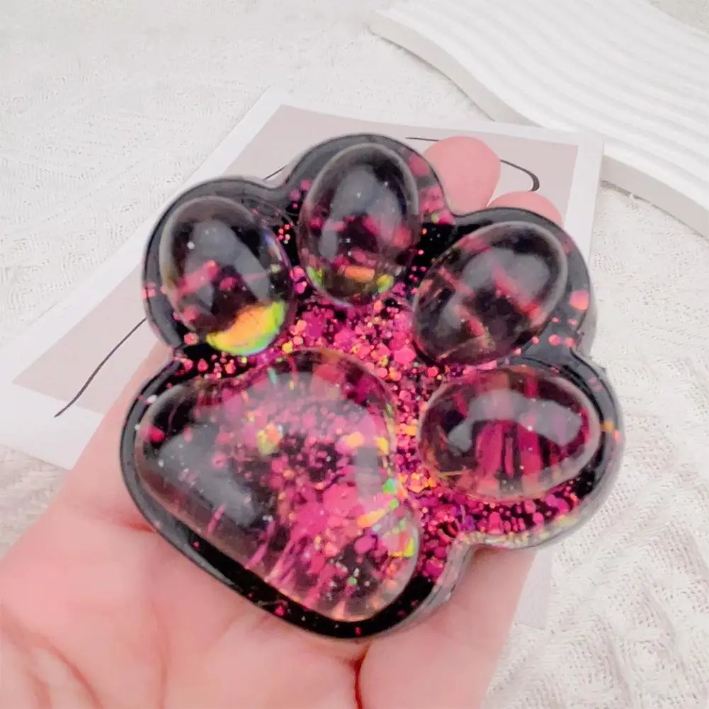 Cute Sequin Cat Claw Squishy Fidget Toy Slow Rebound Stress Relief Toy Pinch Decompression Cat Paw Soft Squeeze Toy