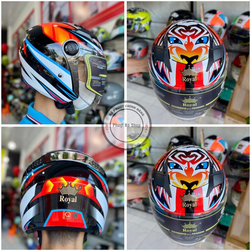 Mũ Bảo Hiểm M268 Hai Kính  - Nón Bảo Hiểm 3/4 M268 Đủ Màu Tem - Nón 3/4 Hai kính Helmet 5