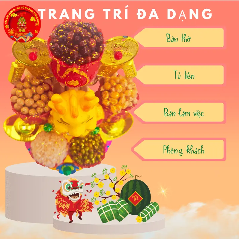 C57 - Tháp tỏi thờ cúng ông địa có đèn led, dĩa tỏi thần tài ngọc thực rồng vàng phát lộc chuẩn phong thủy - TỎI CÁT TƯỜNG - Trang Trí Nhà, Decor Phòng, Đồ trang trí phong thủy 4