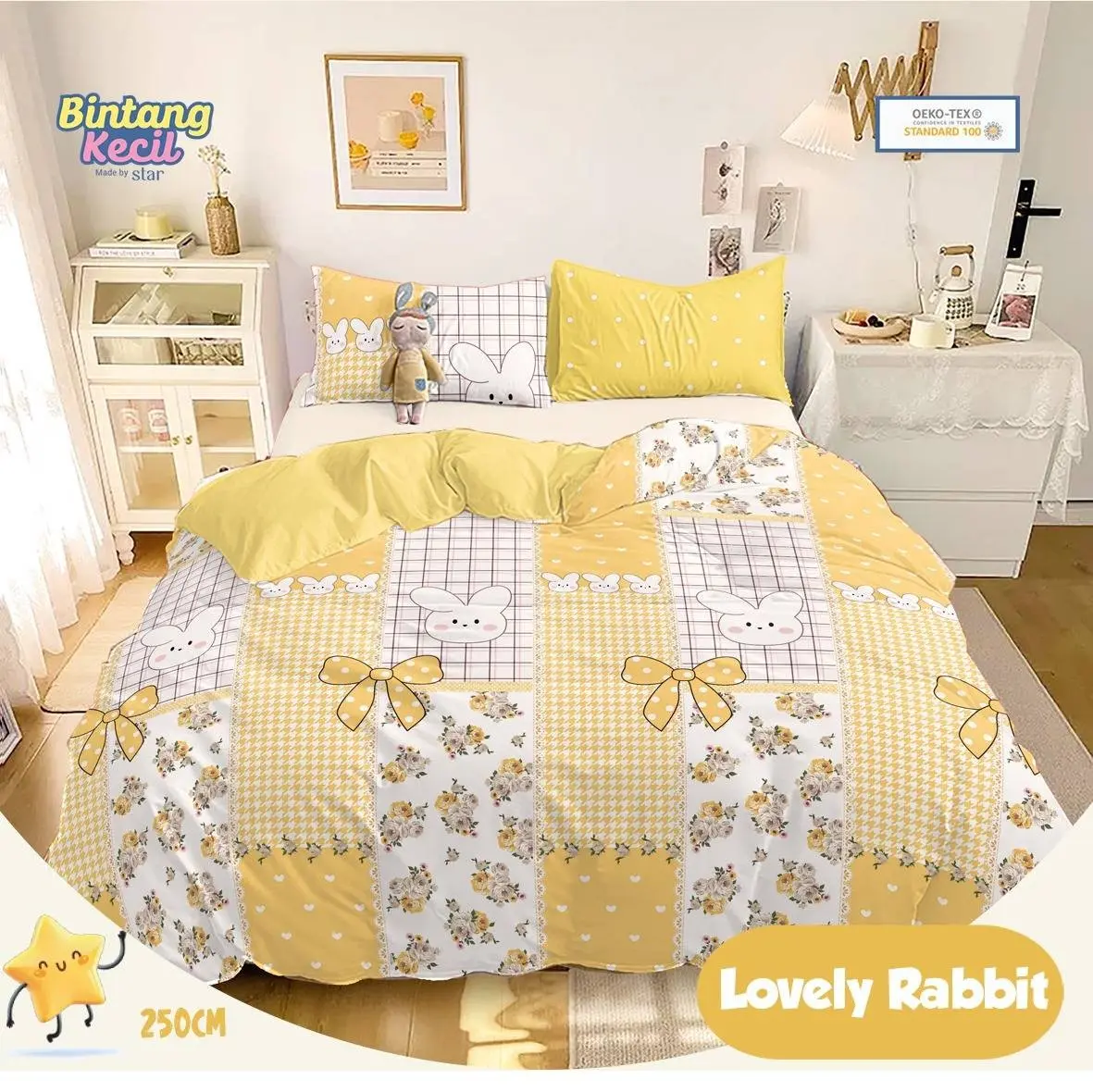sprei katun premium Best seller homade ko  King Size Tahan air Bunga Bisa Dicuci Aesthetic bantal guling Karet Sarung Tali Seprei Tali