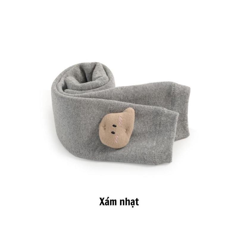 Quần tất len xù lót lông thêu hình gấu 3D siêu dày ấm cho bé trai bé gái Mã 6 thời trang mùa thu đông size 18 20-24 26 ấm áp co giãn tốt