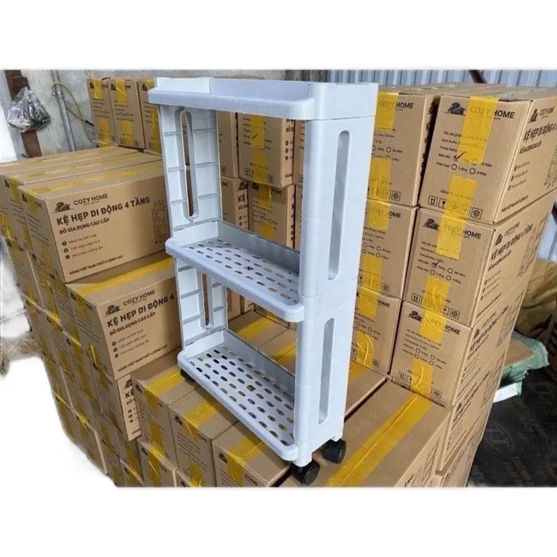 ￼Kệ Đa Năng - Kệ Để Đồ Nhựa Nhà Tắm, Phòng Ngủ, Phòng Bếp, Phòng Khách 3-4 Tầng Có Bánh Xe Di Chuyển Tiện Ích 4