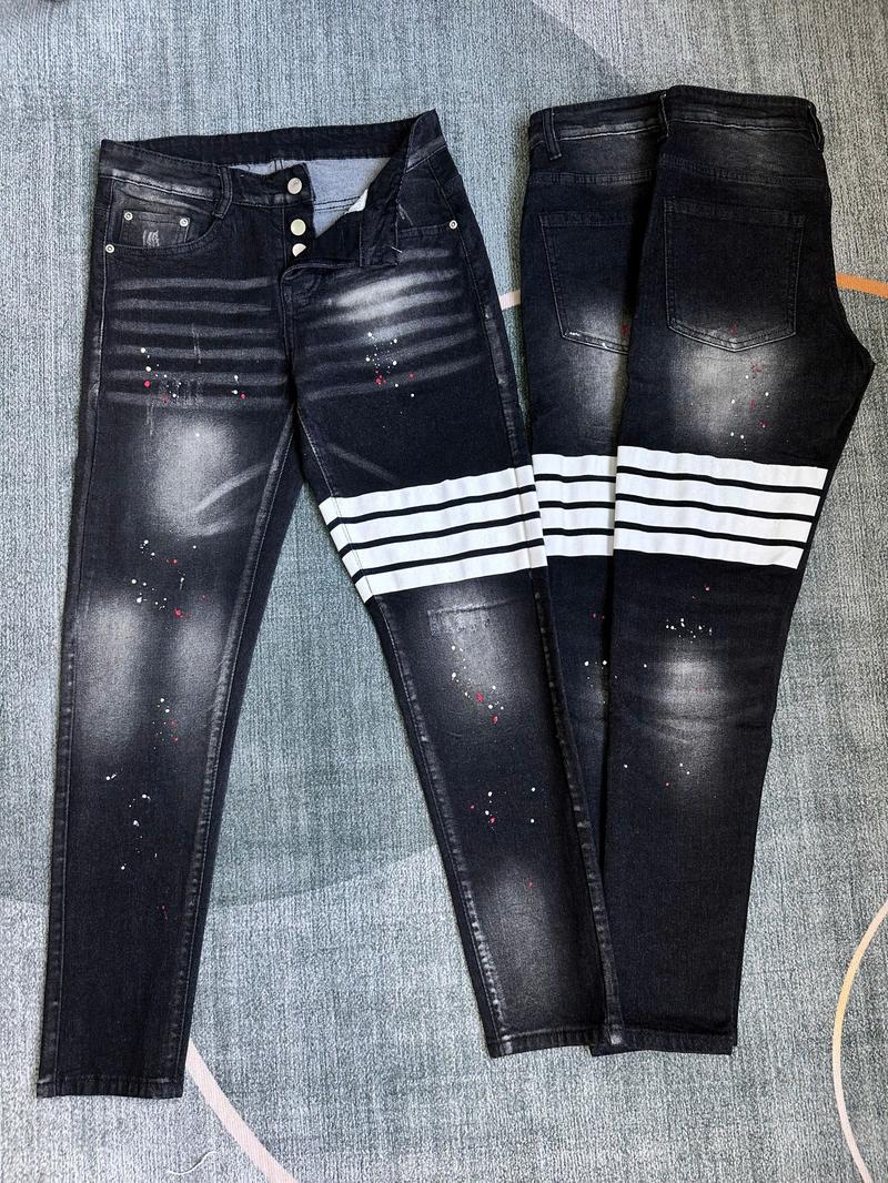 Product Introduction of QUẦN JEANS XÁM NAM DÀI 4 CÚC VẨY SƠN ĐI VIỀN TRẮNG SỌC NỔI 1 BÊN THỜI TRANG CÁ TÍNH   Menswear Denim Pants Có Túi 20
