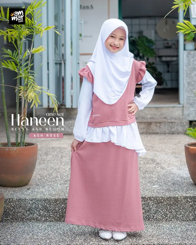 AMMARKIDS Setelan Baju Anak Perempuan Tanggung Terbaru Kekinian One Set Haneen Bless and Bloom Blus dan celana bahan katun nyaman lembut dan tebal 3