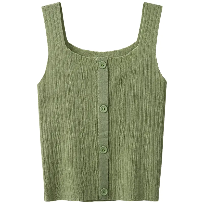 Fashion hot selling knitted halter vest women's style with a summer design sense outside wearing ins loose cover pair of breasts sleeveless short top