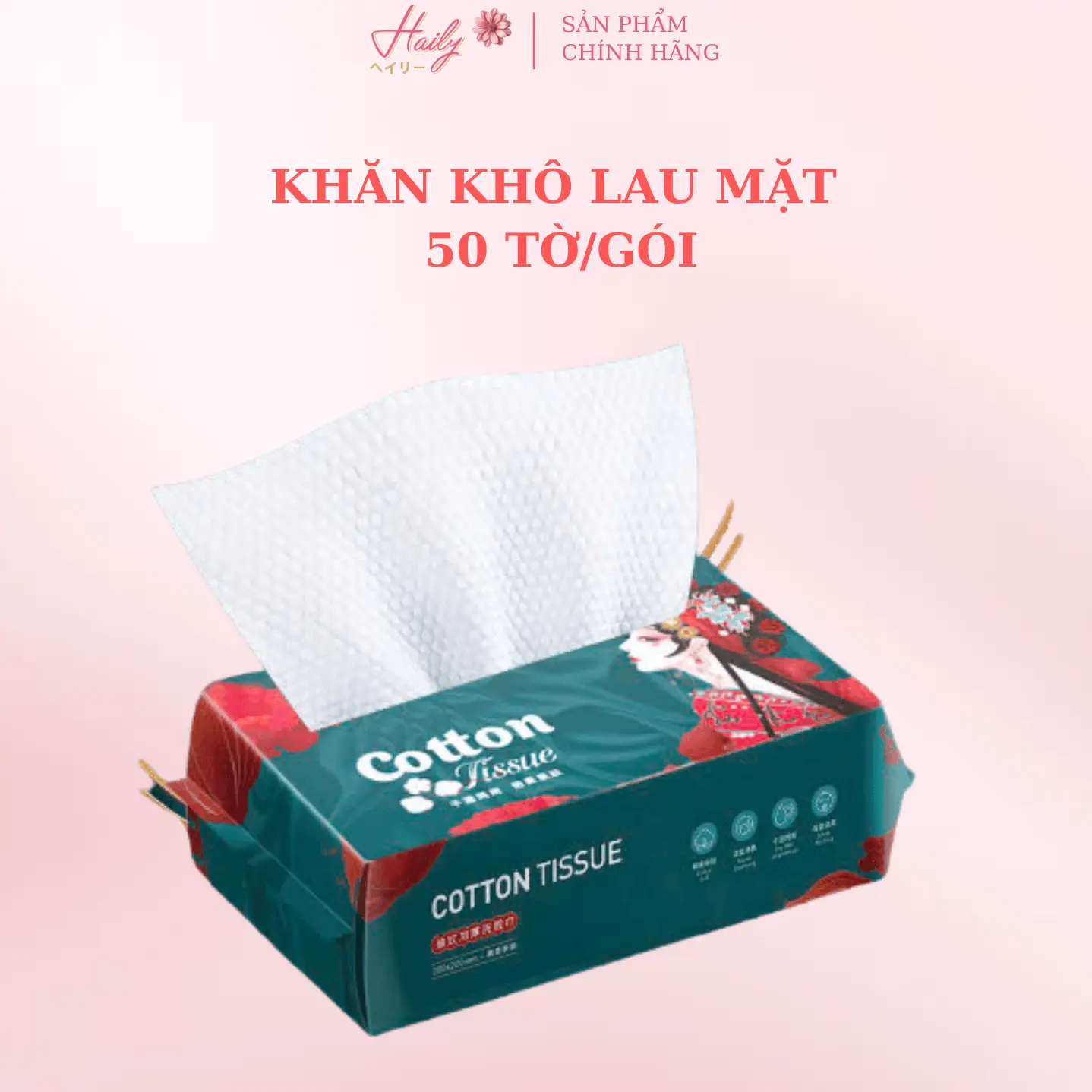 Khăn mặt khô dạng rút đa năng 50 tờ kích thước 20x20 cm dùng lau tay lau mặt chất liệu mềm mại thấm hút tốt phù hợp với mọi làn da -  Skincare Nữ Women Chăm Sóc Da