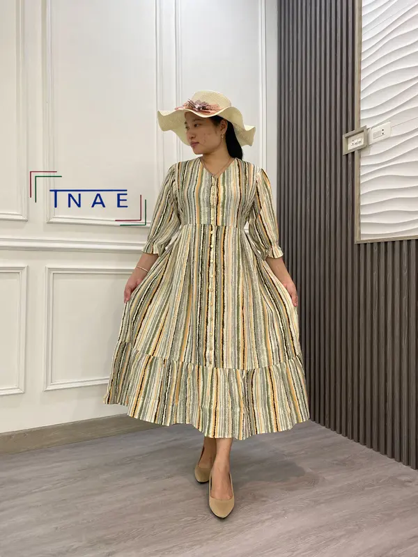 TNAE Felin salur warna-warni midi Dress crinkle madam premium 173 2