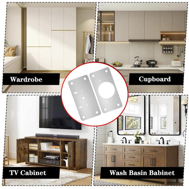Product Introduction of Cabinet Door Hinge Repair Plate, Kitchen Cabinet Door Lock, Cabinet Door Hinge Repair Bracket with Screws, Door Hardware Accessories 8